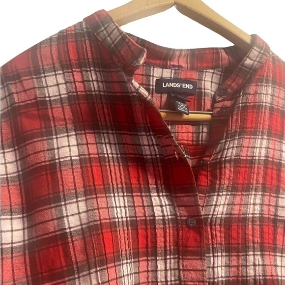 Lands end plaid flannel shirt for girls. Size 16. Hi low hem line and very soft. - Picture 2 of 4